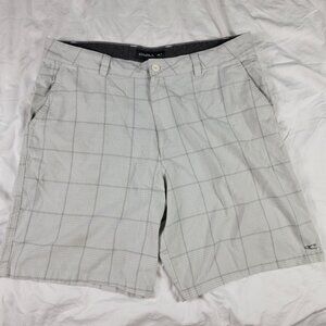 O'Neill Mens Plaid Shorts Size 38 Gray Comfortable Fit Casual Outdoors Comfort